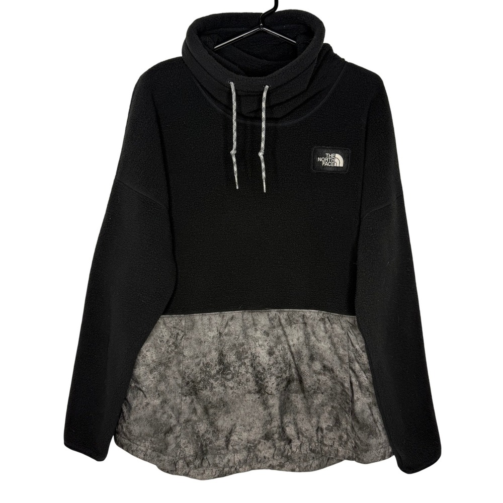 The North Face Womens XL Black Grey Marble Fleece Funnel Neck Pullover NF0A34MK